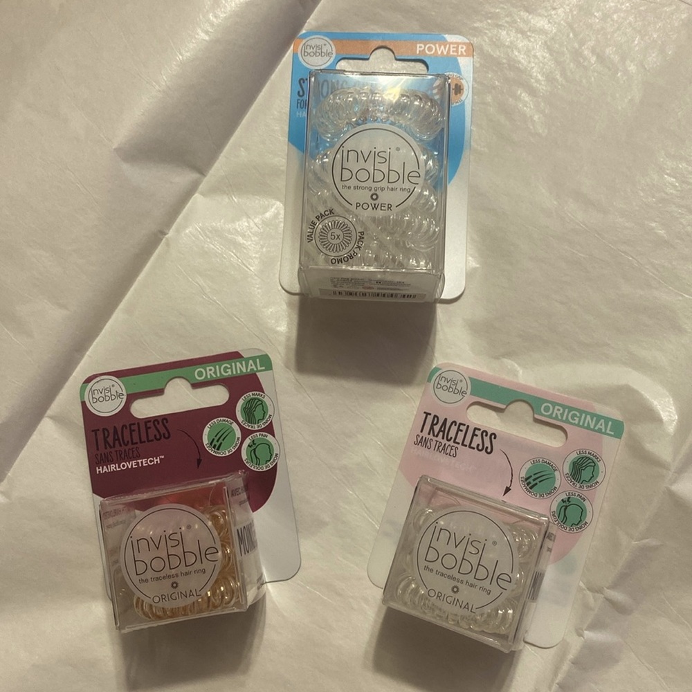NIB invisibobble strong grip and traceless hair love tech hair rings; you get 11